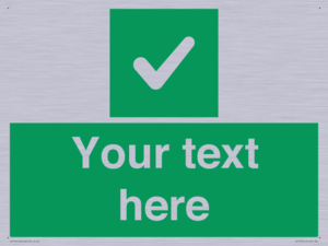 Custom green background, green square with tick sign